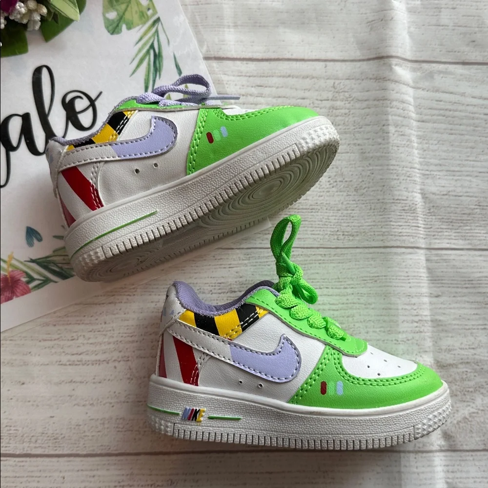 Buzz Lightyear Air Force 1 Green and White Baby Sneakers